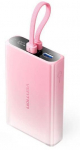 Vention 10000mAh power bank with LED display, USB-C + Lightning + USB-A, 22.5W (pink)