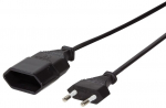 LogiLink Power Cord Euro CEE 7/16 Plug to Socket, 1m, Black