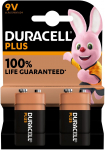 Duracell Plus battery 9V MN1604 6LR61, 2 pcs