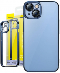 Baseus Glitter Transparent Case and Tempered Glass set for iPhone 14 Plus (blue)