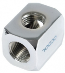 Alphacool HF connection terminal TEE T-piece round, G1/4 - chrome