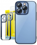 Baseus Glitter Transparent Case and Tempered Glass set for iPhone 14 Pro (blue)