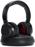 Wireless Stereo TV RF Headphones with Charging Dock Transmitter, Black