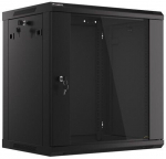 Lanberg Wall-Mounted Rack 19 12U 600X450mm black (glass door)
