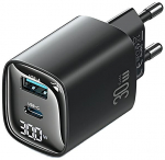 Usams 30W GaN LED USB+USB-C Charger CC229 Black