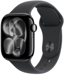 Apple Watch Series 11, 42mm Aluminum, Black Glossy, Sport Band S/M