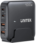 GaN network charger - Unitek P1229ABK01-EU | 100W 2x USB-C 2x USB-A