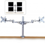 Lindy Dual Monitor Holder, Silver (Desk Mount Separate)