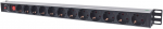 Intellinet Vertical Rackmount 12-Way Power Strip - German Type, With On/Off Switch and Overload Protection, 1.6m Power C
