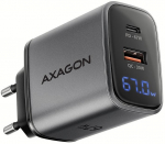 Axagon ACU-PQ67D PD3.0 & QC4+ 67W GaN 2-port wall USB charger with LCD