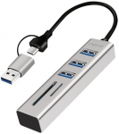 LogiLink USB3.0 hub USB-A, SD/mic roSD slot, 2in1