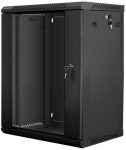 Lanberg wall-mounted installation rack cabinet 19'' 15U 600x450mm black (glass door)