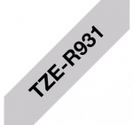 Brother TZER931 12mm black on silver ribbon tape