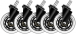 Rubber Wheels for Gaming Chair Deltaco 3" Universal, 5pcs - black