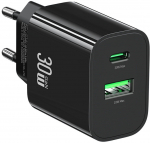 Usams Charger 30W 1xUSB-C 1xUSB-A Fast Charging