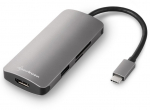 Sharkoon USB 3.0 Type C Multiport Adapter (dunkelgrau. USB-C. HDMI. MicroSD. SD)