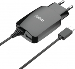 2GO Ladeger&auml;t 12W USB-C 1-Port 1x USB-A Kabel 1,4m schwarz