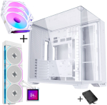 Lian Li O11 Vision Compact - white + 3x UNI FAN SL-INF 120 ARGB Reverse Blade fans - 120mm + HydroShift II LCD-S 360TL AiO liquid cooler, 360mm