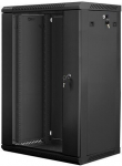 Lanberg wall-mounted installation rack cabinet 19'' 18U 600x450mm black (glass door)