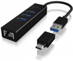 Hub IcyBox 4-Port IB-HUB1419-LAN USB 3.0 Hub LAN Adapter