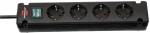 Brennenstuhl Bremounta 4-Way Black Extension Socket 1.5m H05VV-F 3G1.5