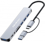 Qoltec HUB 8in1 USB C USB,USB C 4xUSB SD TF card Jack