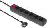 MicroConnect 6-way Schuko Socket on/off switch 5M Black With ON/OF switch and child protection