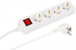 MicroConnect 4-way Schuko Power Strip on/off switch 3M, White