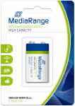 MediaRange High capacity rechargeable NiMH Accu, E-Block|6HR61/HR22|9V