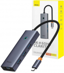 6in1 Hub Baseus UltraJoy USB-C do HDMI4K@60Hz+4xUSB 3.0+PD (space grey)