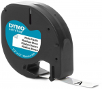 Dymo label printer tape LetraTag Plastic 12mmx4m, black/white