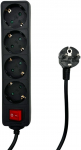 MicroConnect 4-way Schuko Socket on/off switch 5M Black