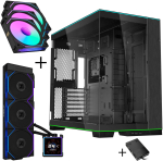 Lian Li O11 Dynamic EVO RGB PC Case Bundle + HydroShift II LCD-S 360TL AiO + 3x UNI FAN SL-INF 120 Reverse Blade Fans -