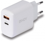 Lindy 65W GaN USB A & C Charger with Dual Ports, White