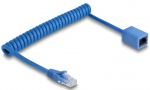 Delock RJ45 Spiralkabel Stecker zu Buchse Cat.6 UTP 0,6 m bis 1,2 m blau