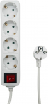 MicroConnect 4-way Schuko Power Strip on/off switch 5M, White