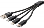 DIGITUS 3-in-1 Ladekabel USB A Lightning Micro USB USB-C