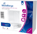 MediaRange CD Jewelcase for 1 disc, 10.4mm, transparent tray, Pack 5
