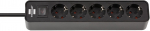 Brennenstuhl Ecolor 5-Outlet Black Extension Cord with Switch