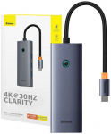5-in-1 Hub Baseus UltraJoy Series USB-C to HDMI4K@30Hz+3xUSB 3.0+1xPD (grey)