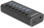 Delock 7Port USB Hub mit 3 Ports 10 Gbps und 4 SchnellladeP