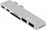 eSTUFF USB-C Slot-in Hub Pro SilverAllure SeriesFor MacBook Pro 2 x USB 3.0, 1 x USB-C, 1 x Thunderbolt 3, Card reader