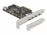 Delock PCI Express x4 Karte zu 4x USB Type-C ext. + 1x USB Type-A int. SuperSpeed USB 10 Gbps - Low Profile