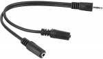 Cable 3.5 mm plug > 2x 3.5 mm socket, black, 20 cm