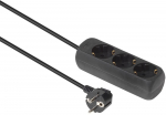 MicroConnect 3-way Schuko Socket 3M BlackWithout ON/OFF Switch,with child protection