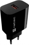 Wall charger Natec Ribera 1x USB-A 18W Black
