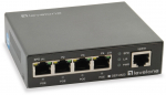 4x RJ-45 PoE, 1x RJ-45 Uplink, 52V DC, 1.25A, 65W, 750 g