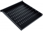 Adjustable shelf 19", 1U, depth 500-900 mm, load capacity 100kg, mounting in 4 points, black, screws in set.