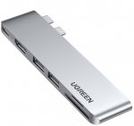 Adapter hub Ugreen CM380 2xUSB C - HDMI/2xUSB 3.0/SDTF/USB C PD - szary