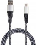 2GO USB Lade-Datenkabel USB Type-C 3.1 Nylon 1m silber